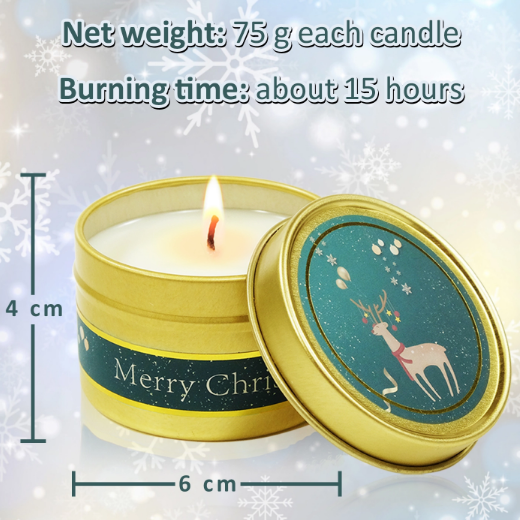 Own brand customized England Christmas soy wax scented travel candles tins gift set with private label